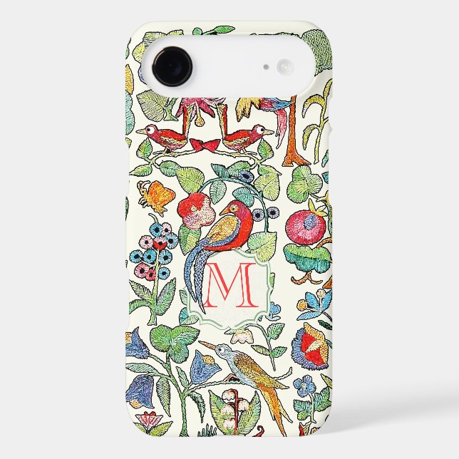Monogram Vintage Faux Embroidered Pattern iphone (Back)