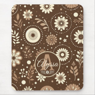 Monogram Vintage Floral Harmony Mouse Pad