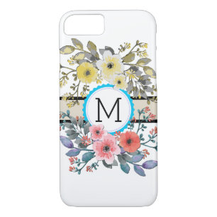 Monogram Vintage Floral Modern Plain White #15 iPhone 8/7 Case