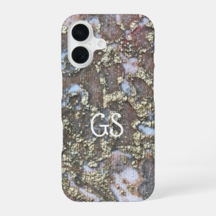 Monogram vintage floral pattern gold white tan iPhone 16 case