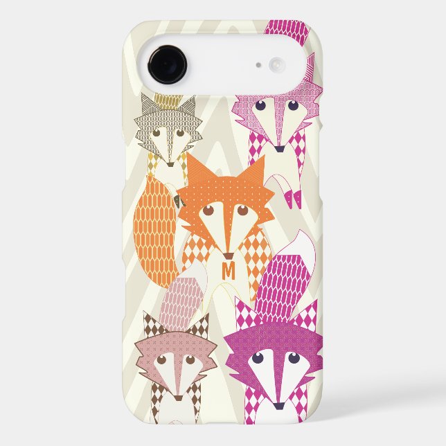 Monogram Vintage Fox Art Red Retro iphone 5 (Back)