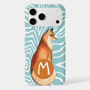 Monogram Vintage Fox Art ZebraPattern iphone
