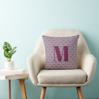 Monogram Vintage Hand Drawn Dandelion Pattern Cushion