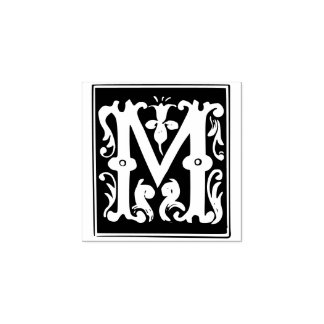 Monogram Vintage initial Letter M Rubber Stamp