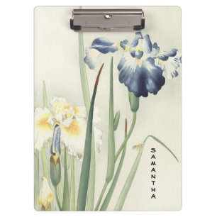 Monogram Vintage Japanese Iris Flower Clipboard
