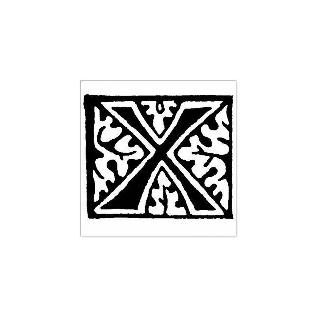Monogram Vintage  Letter X Rubber Stamp (Imprint)