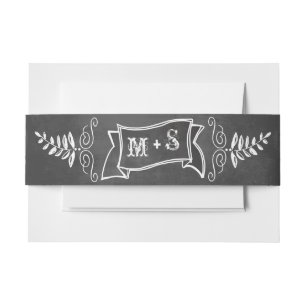 Monogram Vintage Modern Chalkboard Invitation Belly Band