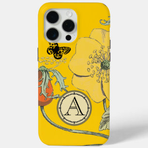 Monogram Vintage Modern Poppy Flower iphone iPhone 15 Pro Max Case