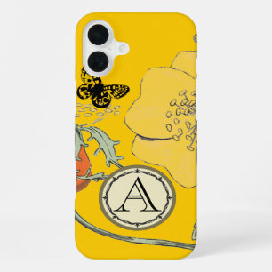 Monogram Vintage Modern Poppy Yellow Floral iPhone 16 Plus Case