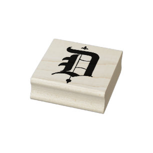 Monogram Vintage  old English letter D Rubber Stamp