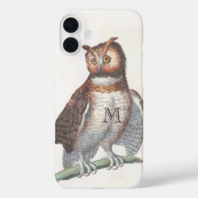 Monogram Vintage Owl Case-Mate iPhone Case (Back)