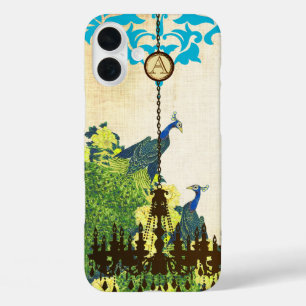 Monogram Vintage Peacock Chandelier Damask iPhone 16 Plus Case