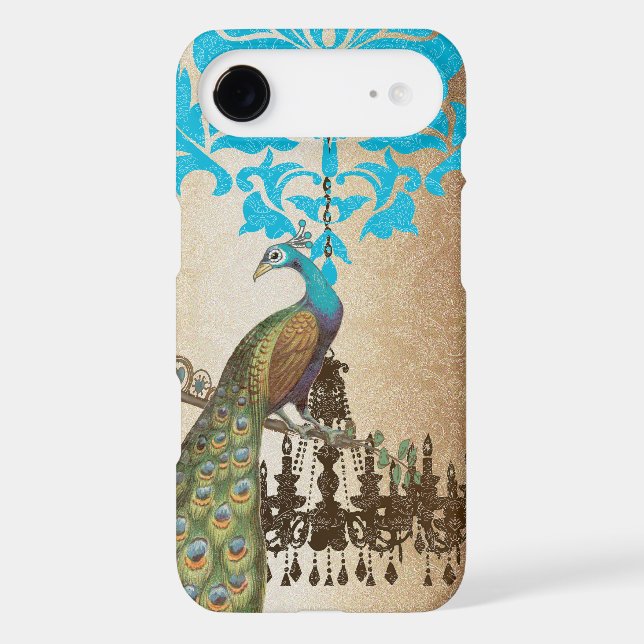 Monogram Vintage Peacock Chandelier Damask iPhone (Back)