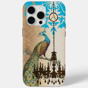 Monogram Vintage Peacock Chandelier Damask iPhone iPhone 15 Pro Max Case