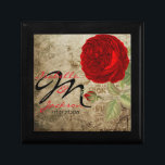Monogram Vintage Red Rose on Grunge Background Gift Box<br><div class="desc">Elegant Couple's Wedding Monogram Vintage Red Rose on grunge background keepsake gift box. Gift Box ready for you to personalise. 📌If you need further customisation, please click the "Click to Customise further" or "Customise or Edit Design" button and use our design tool to resize, rotate, change text colour, add text...</div>