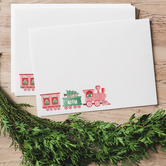 Monogram Vintage Train Christmas Tree Delivery Envelope (Monogram Vintage Train Christmas Tree Delivery Envelope)