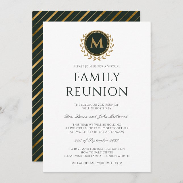Monogram Virtual Family Reunion Invitation (Front/Back)
