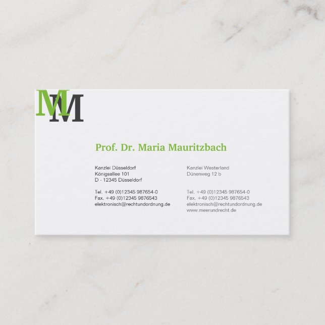 Monogram visiting cards (Front)