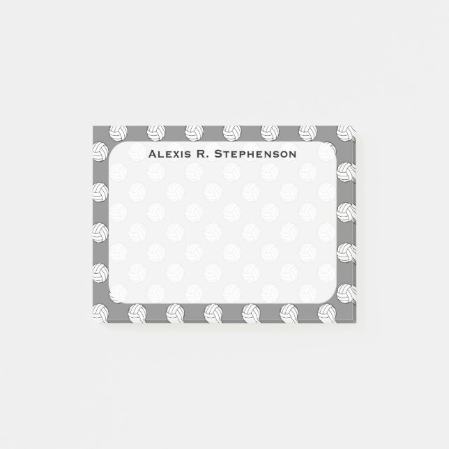 Monogram Volleyball Balls on Medium Grey Post-it Notes (Front)