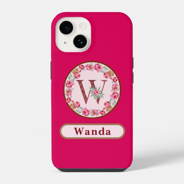 Monogram W Floral Customised Case-Mate iPhone Case (Back)