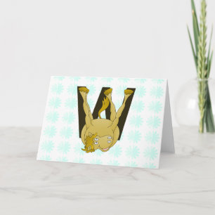 Monogram W Funny Pony Personalised Note Card