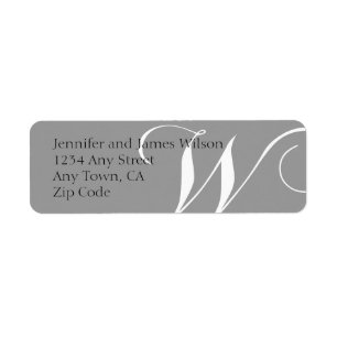 Monogram W Return Address Labels Grey