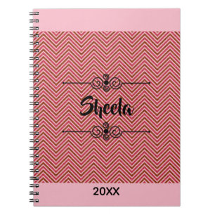 Monogram Warm Pastel Chevron Spiral Notebook