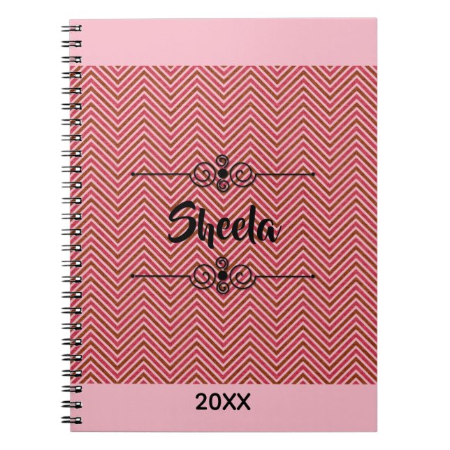 Monogram Warm Pastel Chevron Spiral Notebook (Front)