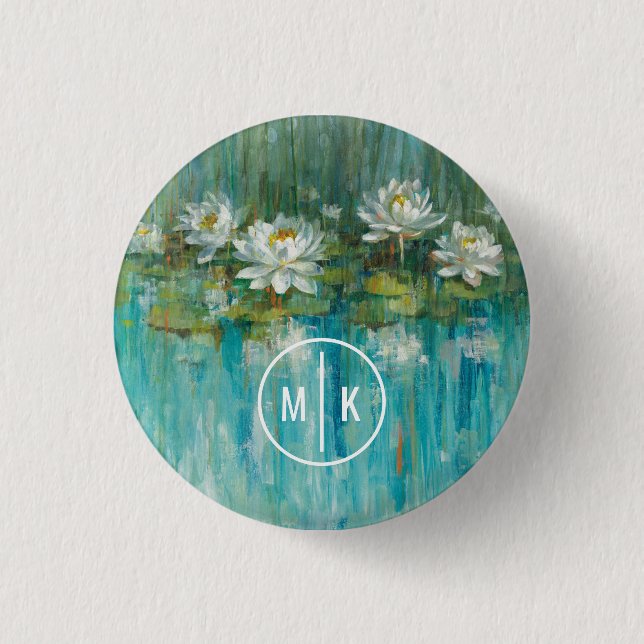 Monogram | Water Lily Pond 3 Cm Round Badge (Front)