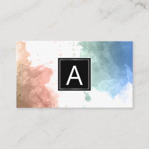 Monogram Watercolor Background Business Card