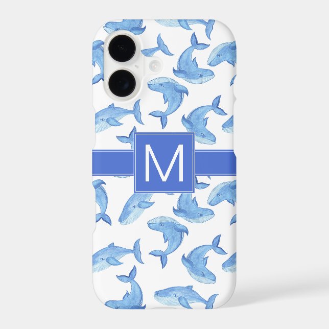 Monogram | Watercolor Blue Whale Pattern (Back)