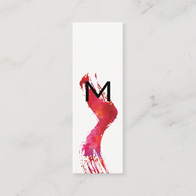 Monogram Watercolor brush Mini Business Card (Front)