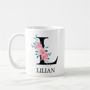 Monogram Watercolor Custom Single Letter L Coffee Mug