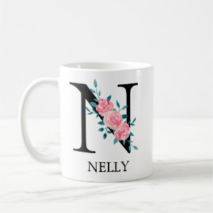 Monogram Watercolor Custom Single Letter N Coffee Mug