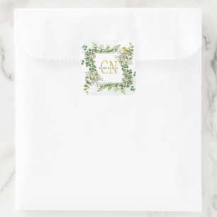 Monogram Watercolor Eucalyptus Frame  Sticker