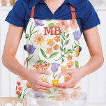 Monogram Watercolor Floral Modern Girly<br><div class="desc">Monogram Watercolor Floral Modern Girly Apron features colourful watercolor flowers in orange,  purple and green on a white background. Personalise with your custom monogram by editing the text in the text box provided. Designed by ©Evco Studio www.zazzle.com/store/evcostudio</div>