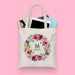 Monogram Watercolor Floral Stylish Chic Modern Tote Bag<br><div class="desc">Girly-Girl-Graphics at Zazzle: Monogram Watercolor Floral Stylish Chic Modern Tote Bag - Stylish Trendy Colourful Pastel Pink Purple, Country Green, and Vintage Rustic Watercolor Floral Flowers Wreath Teen Girls and Women's Fun Fashion Customisable Pattern to Personalise with Your Name and Simple Classic Modern Monogram Initial Typography Lettering makes an Elegantly...</div>