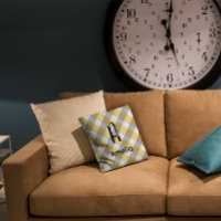 Monogram watercolor gingham yellow grey pattern