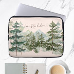 Monogram Watercolor Pine Forest Mountain Rustic Laptop Sleeve<br><div class="desc">Elevate your style with Monogram Watercolor Pine Forest & Mountain Rustic Laptop Sleeve. Customisable with your name for a personal touch.</div>