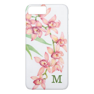 Monogram Watercolor Pink Flowers iPhone 8 Plus/7 Plus Case