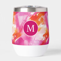 Monogram Watercolor Pink Orange Abstract