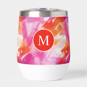 Monogram Watercolor Pink Orange Abstract
