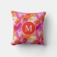 Monogram Watercolor Pink Orange Abstract