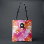 Monogram Watercolor Pink Orange Abstract Tote Bag<br><div class="desc">The Monogram Watercolor Pink Orange Abstract Tote Bag is the perfect blend of style and practicality. Featuring a vibrant watercolor design in pink and orange hues, this tote adds a pop of colour to any outfit. The monogram adds a personal touch, making it uniquely yours. With spacious compartments, this tote...</div>