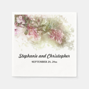 Monogram Watercolor Purple Jasmine Wedding Napkin