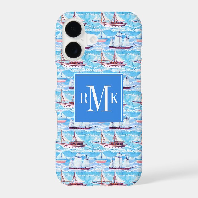 Monogram | Watercolor Sailing Ships Pattern (Back)