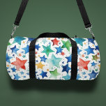 Monogram Watercolor Stars Personalised Duffle Bag<br><div class="desc">Monogram Watercolor Stars Personalised Name Duffle Bag features a colourful watercolor star pattern in blue,  green and red with your personalised monogram in modern typography. Perfect for sports,  gym,  travel and more. Makes a great personalised gift for family and friends. Designed by ©2024 Evco Studio www.zazzle.com/store/evcostudio</div>