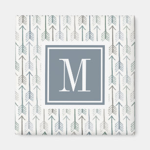 Monogram Watercolor Wanderlust Arrow Pattern Magnet