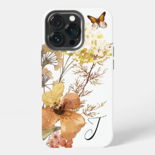 Monogram Watercolor Wildflowers Butterfly iPhone 13 Pro Case