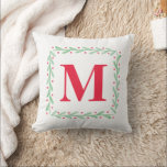 Monogram Watercolor Wreath Christmas Pillow<br><div class="desc"></div>